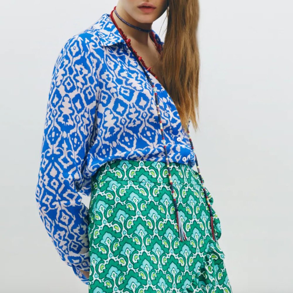 Zara Print Shirt - Blue